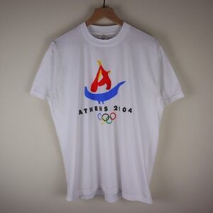 Vintage Athens 2004 Olympics Shirt White Large 21.5x28